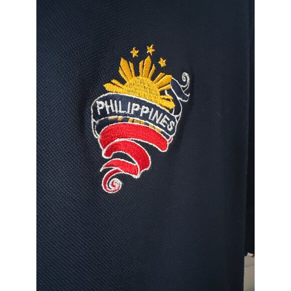 NWT Justin Cariel Philippines Polo Navy Red White Embroidered  Short Sleeve 2X - Picture 2 of 5